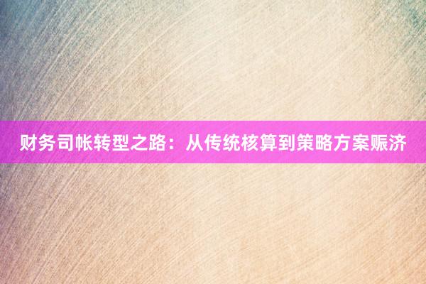 财务司帐转型之路：从传统核算到策略方案赈济